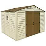 Abri de jardin en vinyle 10 x 8 avec 3 fenêtres kit de fondation métal 324,8 x 247 x 233,2 cm