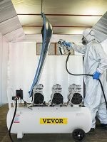 Compresseur d’air sans huile 80 L 2200 W 220 V 8 bar 2 manomètres débit 495 L/min sur roues
