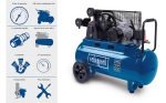 Compresseur d’air 400 V cuve 100 L 10 bar tri-cylindres entraînement par courroie 550 L/min