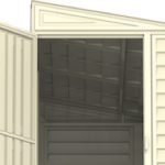 Abri de jardin adossable en vinyle 4 x 8 kit fondation métal porte réversible