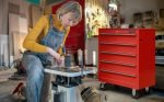 Servante d’atelier 5 tiroirs verrouillage centralisé avec roues et tapis antidérapants