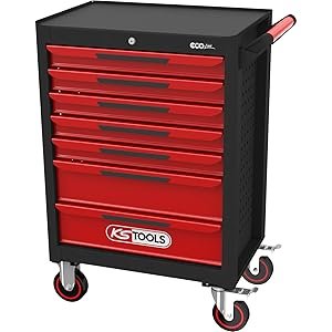 Servante d’atelier 7 tiroirs avec 215 outils acier allié verrouillage central roues Ø125 mm
