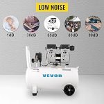 Compresseur d’air sans huile 50 L 750 W 230 V 8 bar 2 manomètres débit 170 L/min 1450 tr/min sur roues