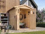 Abri de jardin en bois avec range bûches 206 x 272 x 218 cm