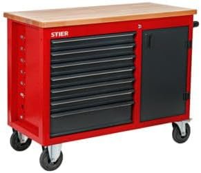 STIER Servante d'atelier XXL, non garnie – vide, chariot à outils, armoire roulante, avec rails de tiroir montés sur roulements à billes, 7 tiroirs, charge max.300kg
