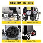 Compresseur d’air sans huile 50 L 750 W 230 V 8 bar 2 manomètres débit 170 L/min 1450 tr/min sur roues