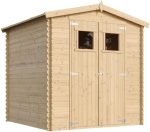 Abri de jardin en bois avec plancher traité 3,53 m² portes doubles et fenêtres – sans paroi latérale