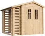 Abri de jardin en bois avec bûcher et plancher traité 4,47 m² portes doubles et fenêtres – Sans Sol, Fenêtre 22 x 65 cm
