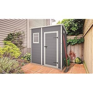 Abri de jardin monopente 1,8 m² polypropylène anti-UV plancher ventilation étagère