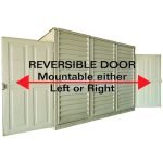 Abri de jardin adossable en vinyle 4 x 8 kit fondation métal porte réversible
