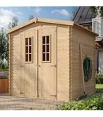 Abri de jardin en bois avec plancher traité 3,53 m² portes doubles et fenêtres