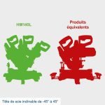 Scie à onglet radiale 2000 W lame 305 mm coupe 330×105 mm double inclinaison table -45/+45 laser