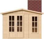 Abri de jardin en bois 6 m² avec plancher et bardeaux noirs – avec bardeaux bitumineux couleur ROUGE