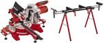 Scie à onglet radiale 2100 W lame 254 mm coupe 305 x 85 mm avec piètement