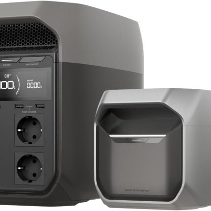 Station électrique portable EF EcoFlow DELTA 3 Plus avec batterie supplémentaire, 2k Wh de capacité, alimentation de secours extensible de camping, urgences domestiques et RV