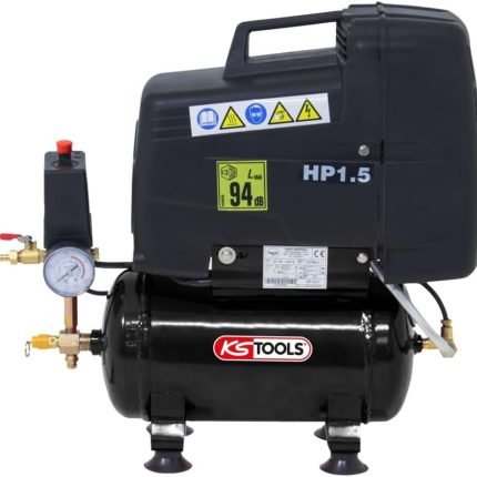 KS TOOLS, 165.0805, Compresseur sur Cuve 200 L 10 bar 3 CV 220 V Mono, Moteur Electrique avec Protection Thermique, Pressostat avec Manomètre, Niveau sonore: 96 dbA, 2 Sorties d'air Régulées 1/4