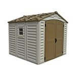 Abri de jardin en vinyle 10 x 8 avec 3 fenêtres kit de fondation métal 324,8 x 247 x 233,2 cm