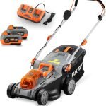 FUXTEC Tondeuse à Gazon sans Fil 40V 2x20V E2RM43 Set Batteries et Chargeur – Largeur De Coupe 43cm, 40L, Hauteur De Coupe Variable, Tondeuse à Gazon Batterie, sans Fil