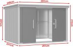 Abri de jardin en métal toit plat porte coulissante gris