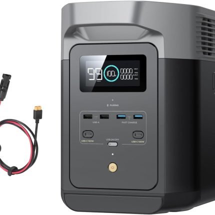 EcoFlow DELTA 2 Station électrique portable avec capacité évolutive de 1-3 kWh, batterie LFP, charge rapide, générateur solaire pour alimentation de secours domestique, balcon, camping et camping-cars