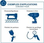 Compresseur d’air 50 L 10 bar 2200 W bicylindre aspiration 412 L/min lubrification à l’huile