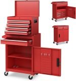 Servante d’atelier métal 5 tiroirs avec coffre amovible – Hauteur 102cm, Rouge