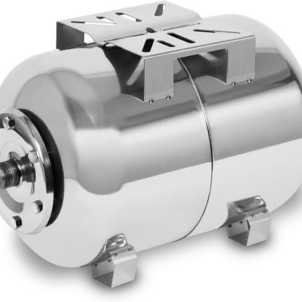 EBERTH Réservoir à Vessie sous Pression 100L, 6 Bar, Groupe de surpression, Cuve, Ballon, raccordement 1&quote; pour Pompe Domestique, Pompe de puit, Acier Inoxydable, Surpresseur, Horizontal, paroi 1,2mm