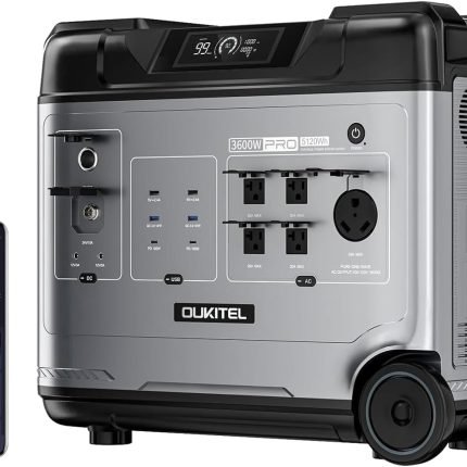 P5000 Pro Centrale électrique portable de 5120 Wh avec 2 panneaux solaires de 400 W, prises CA 5 × 4000 W, générateur solaire LiFePO4, charge rapide de 3200 W, pour la maison, le camping