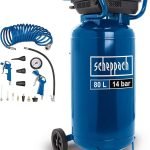 Scheppach Compresseur à air vertical HC85V | 14 Bar | Cuve 80L | Sans huile & peu d'entretien | 1600 W | Admission d'air 330 L/min | 2 raccords rapides et 2 manomètres | Transport facile