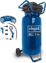Scheppach Compresseur à air vertical HC85V | 14 Bar | Cuve 80L | Sans huile & peu d'entretien | 1600 W | Admission d'air 330 L/min | 2 raccords rapides et 2 manomètres | Transport facile