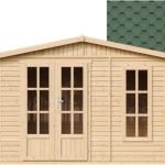 TIMBELA M334FB+H334FBBLACK Abri de Jardin en Bois 6 m² avec Sol, L332xP222xH232 cm – Chalet de Loisirs, Maison d'Été avec Bardeaux Bitumineux Noirs