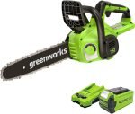 Tronçonneuse à batterie 40 cm 40 V moteur sans balais vitesse chaîne 20 m/s anti-rebond 2 batteries 2Ah chargeur – 30cm, avec batterie