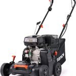 FUXTEC Scarificateur Aérateur Thermique 3en1 FX-BV240 Moteur 4 temps 4,1kW rouleau 18 lames et 24 griffes à ressort Poignée de transport et bac de ramassage de 45L