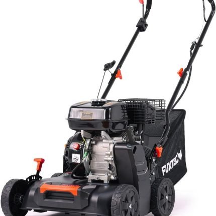 FUXTEC Scarificateur Aérateur Thermique 3en1 FX-BV240 Moteur 4 temps 4,1kW rouleau 18 lames et 24 griffes à ressort Poignée de transport et bac de ramassage de 45L