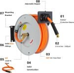 Enrouleur de tuyau d’air rétractable 15,2 m 300 psi mural