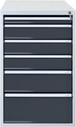 Bloc tiroirs pour établi 4 tiroirs acier 70 x 53 x 65 cm – HxLxP 80x53x70cm – 6x tiroir, Gris Clair/Gris Anthracite