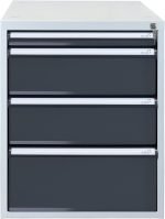 Bloc tiroirs pour établi 4 tiroirs acier 70 x 53 x 65 cm – HxLxP 65x53x70cm – 4x tiroir, Gris Clair/Gris Anthracite