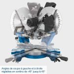 Scie à onglet radiale 2000 W lame 305 mm coupe 330×105 mm double inclinaison table -45/+45 laser