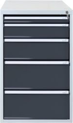 Bloc tiroirs pour établi 4 tiroirs acier 70 x 53 x 65 cm – HxLxP 80x53x70cm – 5x tiroir, Gris Clair/Gris Anthracite