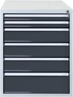 Bloc tiroirs pour établi 4 tiroirs acier 70 x 53 x 65 cm – HxLxP 65x53x70cm – 6x tiroir, Gris Clair/Gris Anthracite