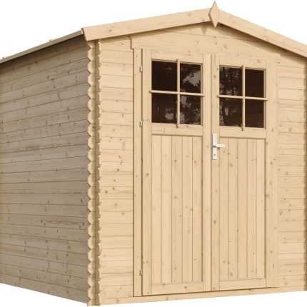 Abri de Jardin en Bois avec Sol TRAITÉ – Stockage extérieur I216xL206xH218 cm/ 3.53 m2 Petit abri à Outils, Local à vélos – Toit imperméable, fenêtres TIMBELA M343C+M343G