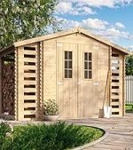 Abri de jardin en bois avec range bûches 206 x 272 x 218 cm