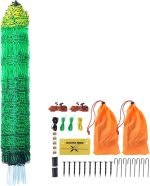 VEVOR Kit filet de clôture électrique 1,21×30,48 m clôture filet PE avec chargeur solaire/poteaux/piquets à double pointe, maille portable utilitaire pour poulets, canards, oies, lapins, cours, fermes