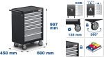 Servante d’atelier 7 tiroirs avec 120 outils charge 200 kg