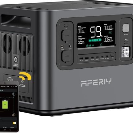 AFERIY Generateur Electrique Portable 2400W, Battetie Nomade 2048Wh, Station Electrique Portable Charge Rapide en 1.5H, 220-240V, UPS, Générateur Solaire pour Camping-car/Maison/Bureau, Garantie 7 Ans