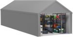 Abri de jardin PE 24 m³ avec parois latérales amovibles – 4x8m, Gris