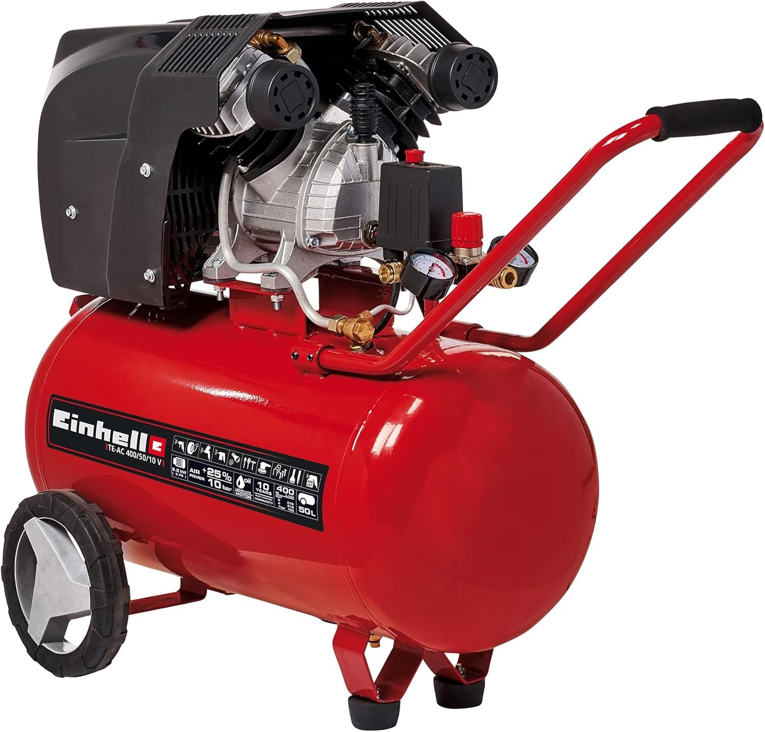 Einhell Compresseur à air TE-AC 430/90/10 3000 W, Cuve de 90 L, Pression 10bar, Débit d'aspiration 430 l/min, Réducteur de pression Einhell Compresseur à air TE-AC 430/90/10 3000 W, Cuve de 90 L, Pression 10bar, Débit d'aspiration 430 l/min, Réducteur de pression