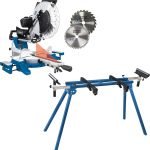 Scheppach Scie à Onglet Radiale HM140L | 2000W | Largeur de coupe 330mm | Hauteur de coupe 105mm | Lame Ø305mm | Double inclinaison | Table de travail -45°/+45° | Avec Support UMF1600 Inclus