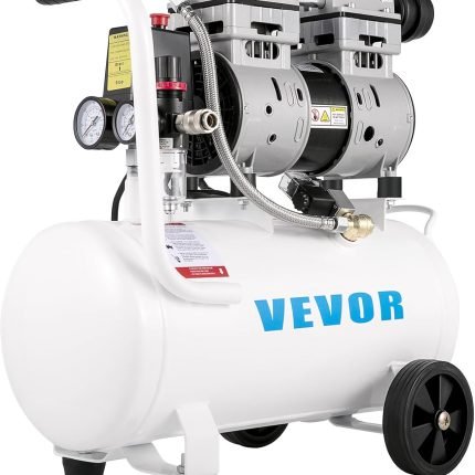 VEVOR Compresseur d'air silencieux sans huile 22 gallons 80 l air comprimé silencieux avec 2 manomètres pour réparation domestique, nettoyage du chauffage au sol, peinture en tôle