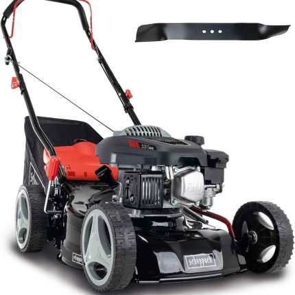 Scheppach Tondeuse à Gazon Thermique MP132-42 | Largeur de Coupe 42cm | 3,4 CV | Robuste | Fonction de Nettoyage | Panier 45L | Réglage de la Hauteur en 7 Positions 25-75mm | Lame + Huile Incluse